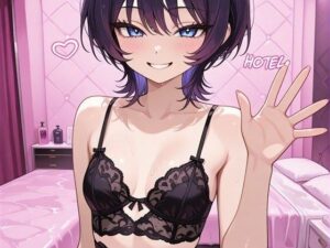 【d_796286】短髪紫髪の彼女と過ごす浴室サービス 〜ランジェリーから泡風呂、ベッドまで〜【R-18 AI CG集】